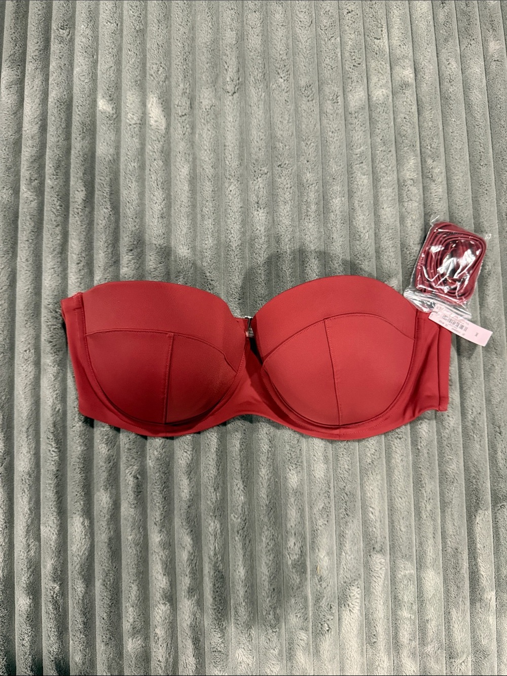 Strapless Rust Red Balconette Bikini- with removable straps